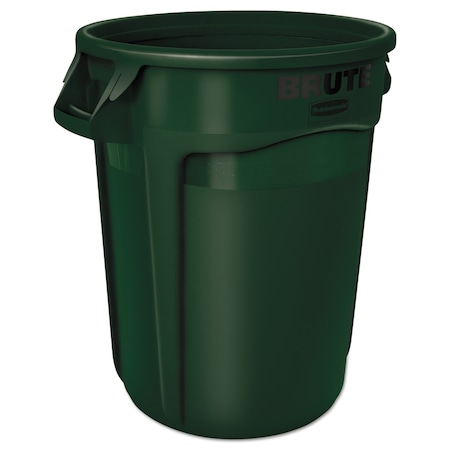 32 Gal Round Trash Can, Green, Open Top, Plastic